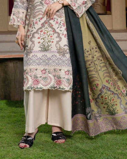Skin Dhanak Embroidered Pakistani Suit with Wool Shawl Online in Sri Lanka India Australia