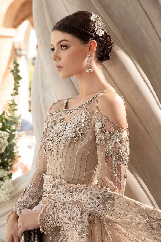 Skin Hand Embellished Chiffon Suit