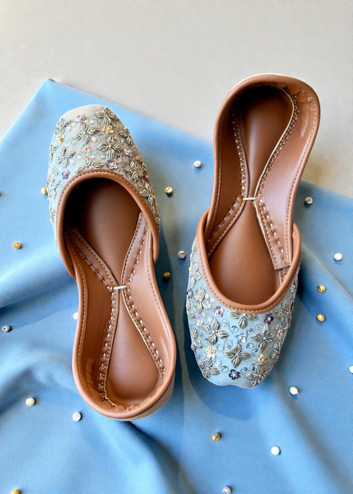 Sky Blue Cotton Khussa by Ujaala Online in Dubai DXB UAE Abudhabi Meena Bazaar