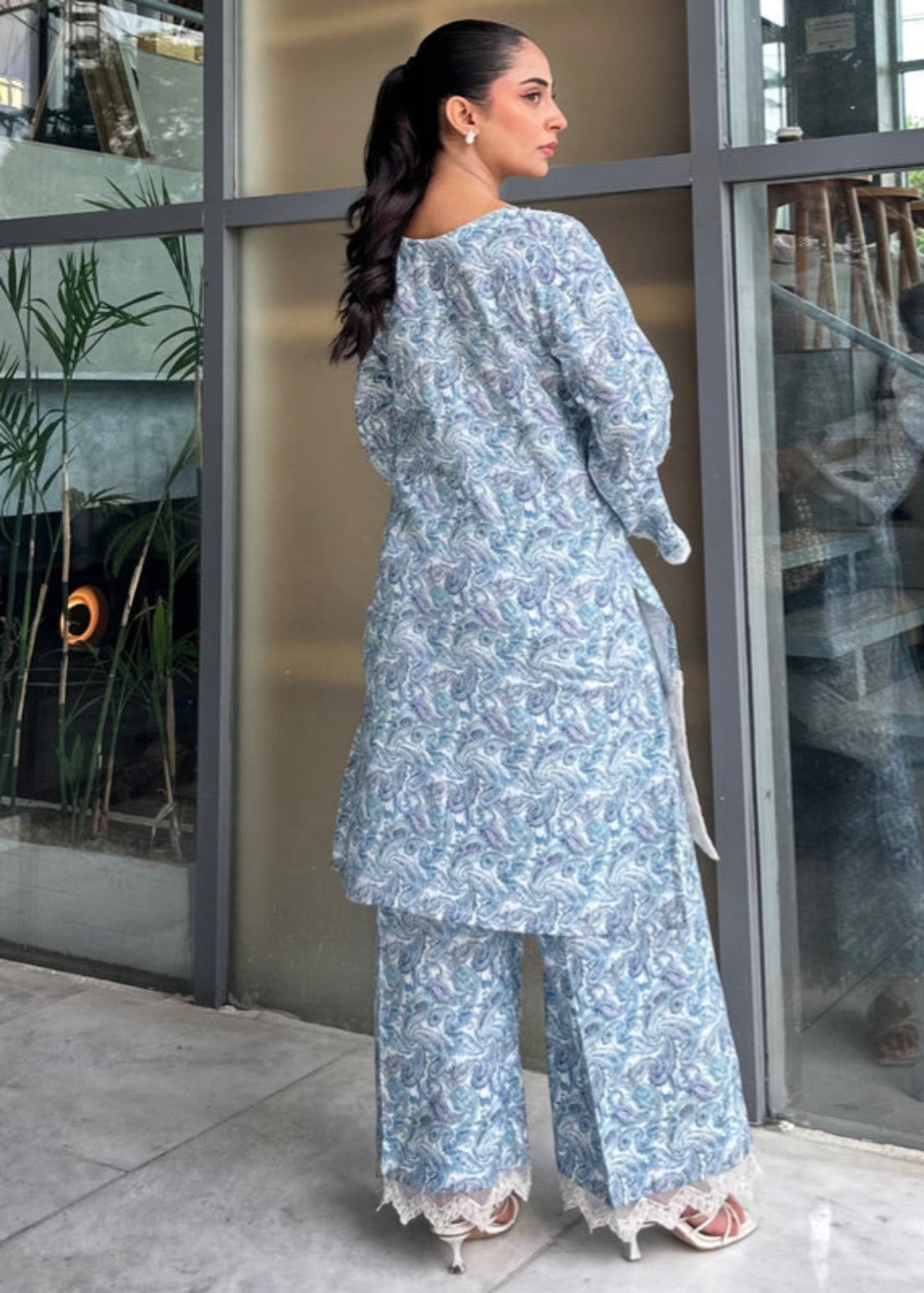 Sky Blue Embroidered Cambric Cotton Latest Pakistani Suits Online in KSA Riyadh Saudi Arabia Oman Bahrain Qatar