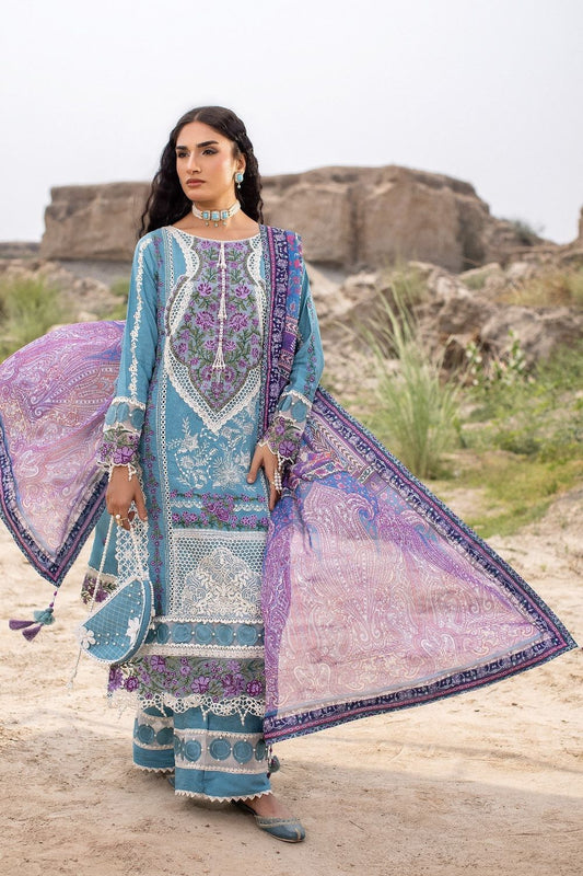 Sky Blue Embroidered Raw Silk Festive Kurta Set Online in Dubai UAE Abudhabi Ajman Sharjah