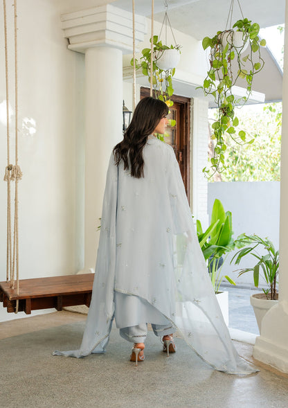 Sky Blue Embroidered Viscose 3 Piece Dress Online in Sri Lanka India Australia