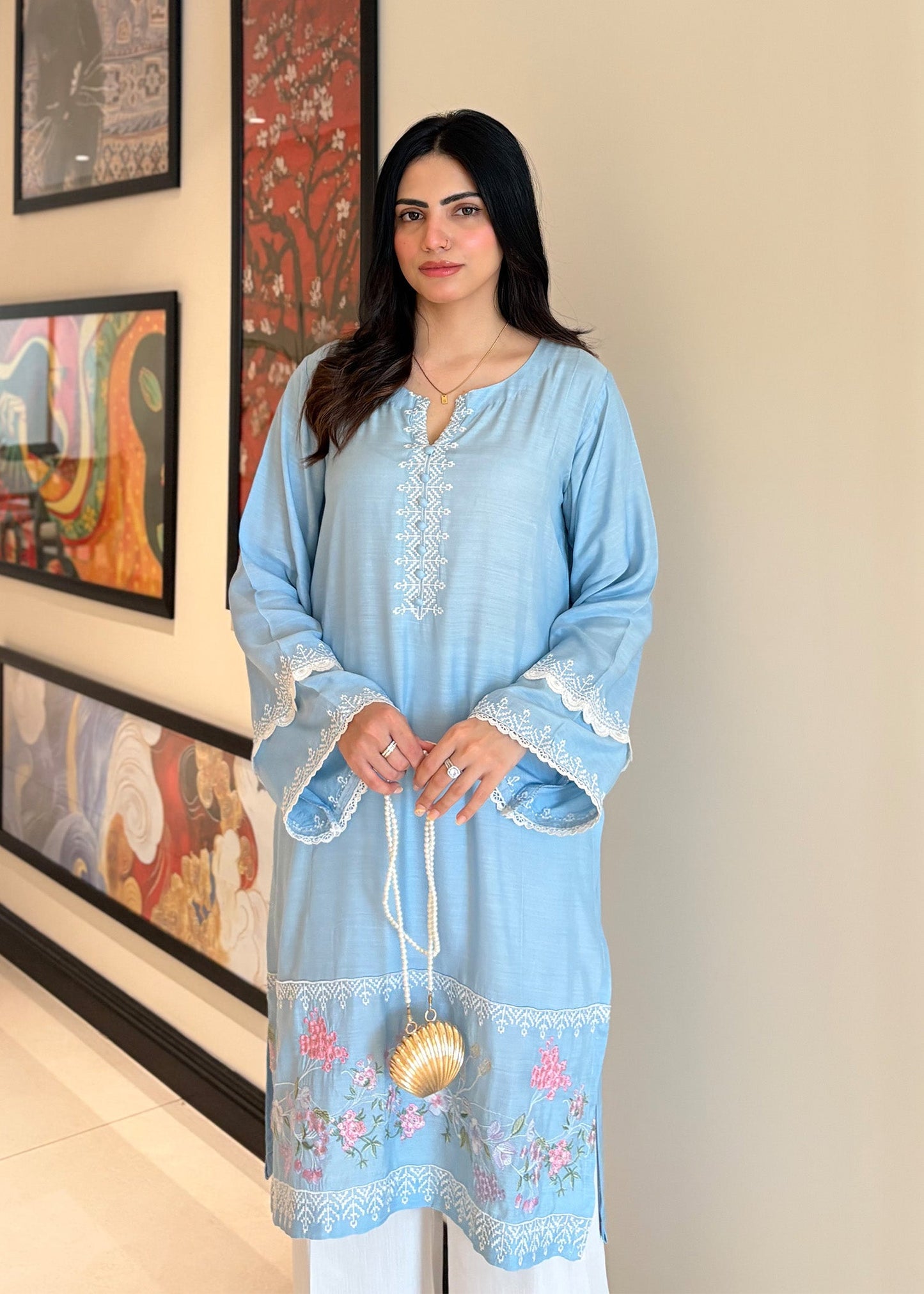 Sky Blue Embroidered Viscose Raw Silk Latest Pakistani Suits Online in Sri Lanka India Australia