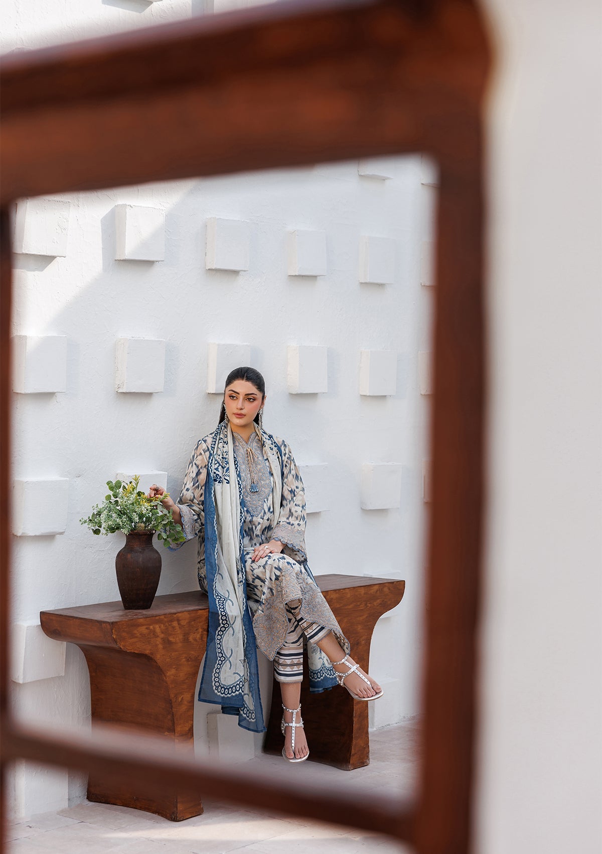 Sky Blue Lawn Embroidered Suit Online in Dubai DXB UAE Abudhabi Meena Bazaar