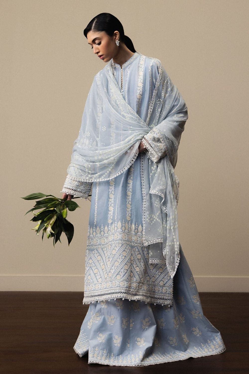 Sky Blue Luxury Lawn Designer Suit Online in Dubai UAE Abudhabi Ajman Sharjah