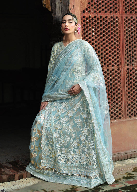 Sky Blue Net Lehenga Set With Potli Online in Dubai DXB UAE Abudhabi Meena Bazaar