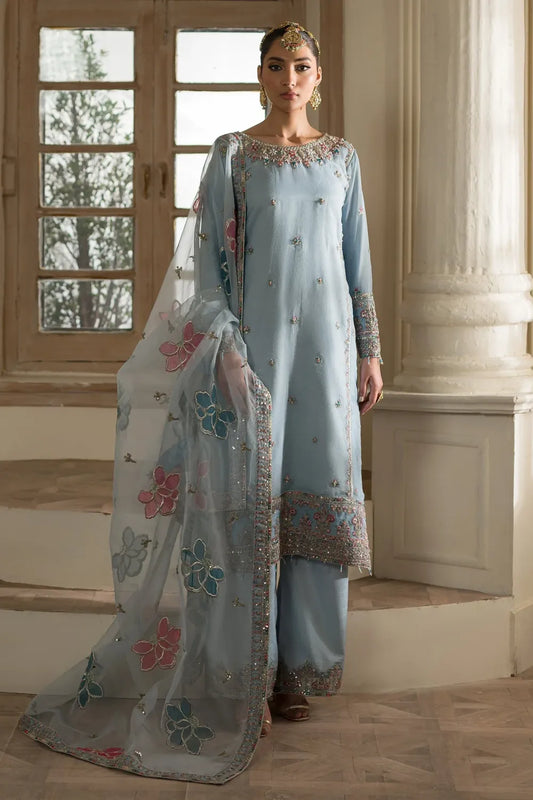 Sky Blue Raw Silk Formal Wear Salwar Kameez Online in Dubai UAE Abudhabi Ajman Sharjah