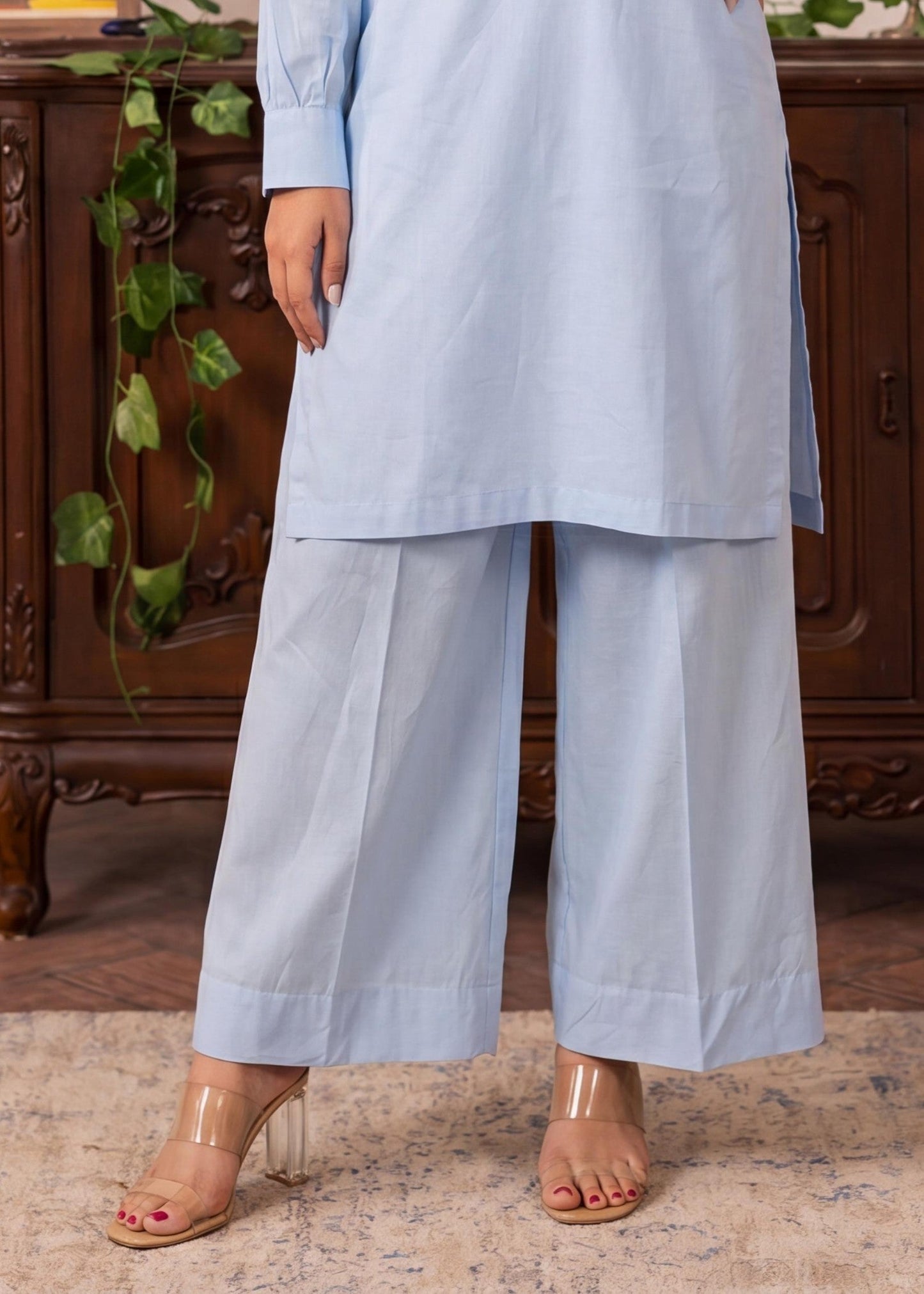 Sky Blue Tassel Work 2 Piece Lawn Outfit Online in Dubai DXB UAE Abudhabi Meena Bazaar