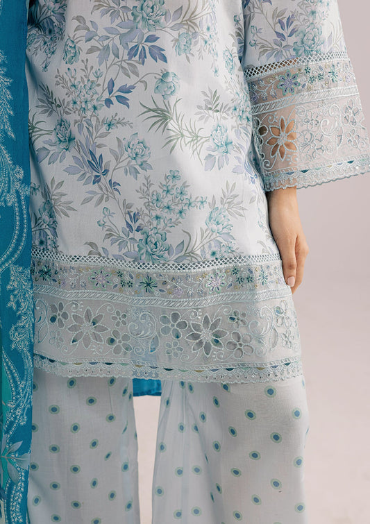 Sky Embroidered Lawn 3-Piece Suit Online in Sri Lanka India Australia
