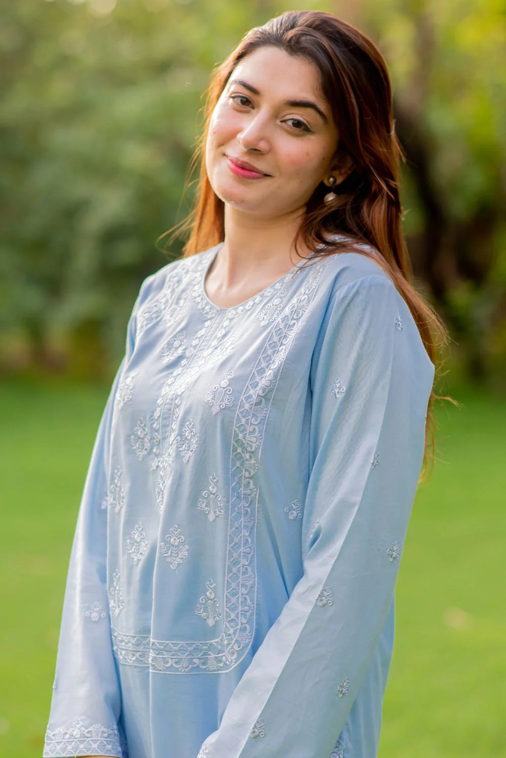 Cloudy Blue Kurta with Straight Pants