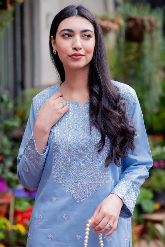Powder Blue Kurta with Straight Pants