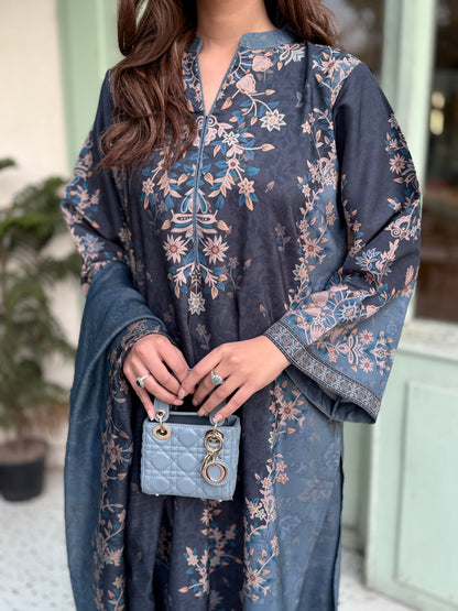 Slate Blue Lawn Pakistani Designer Suit Online in Dubai DXB UAE Abudhabi Meena Bazaar