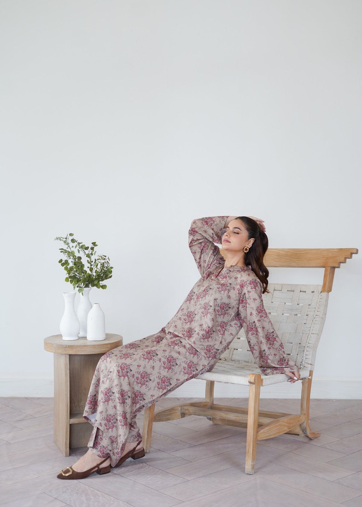 Slate Grey Silk 3 Piece Kurta Set for Women Online in UK USA Canada