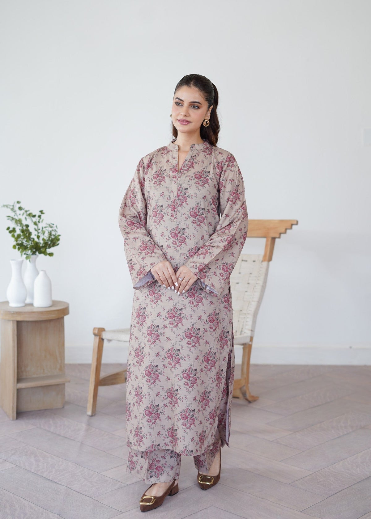 Slate Grey Silk Straight Cut Kurta with Dupatta Online in Dubai UAE Abudhabi Ajman Sharjah