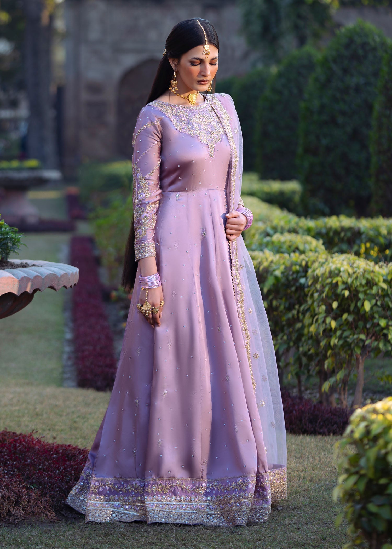 Soft Mauve Hand Embroidered Guest Wear Suit Online in Sri Lanka India Australia