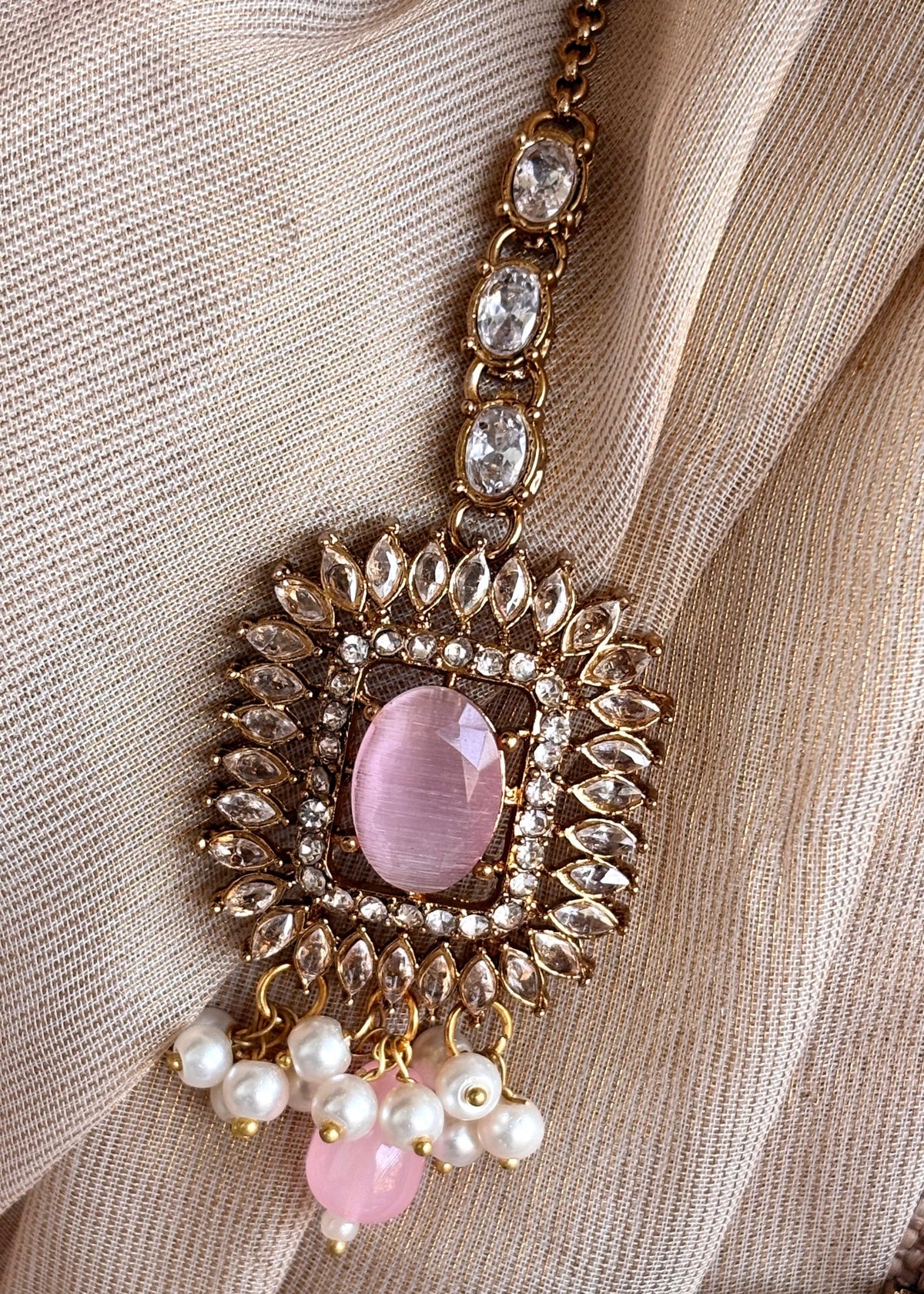 Soft Pink Metal Choker Necklace Set Online in UK USA Canada
