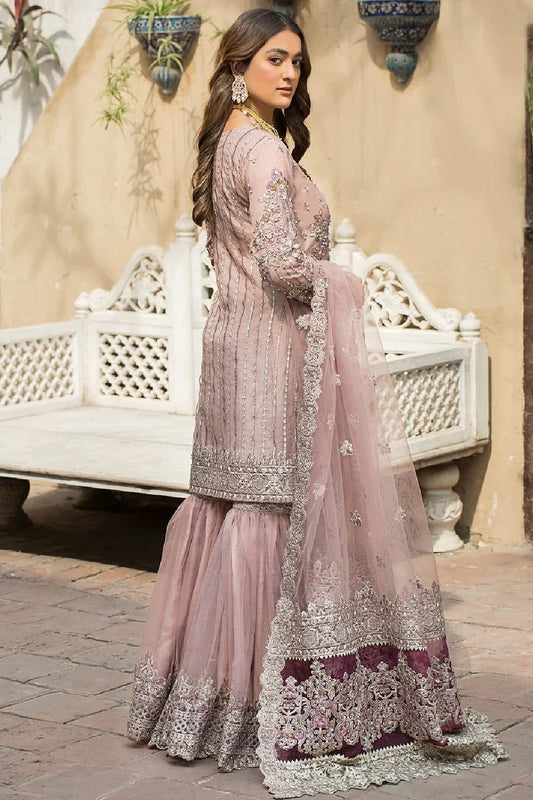 Pink Soft Net Handmade Gharara