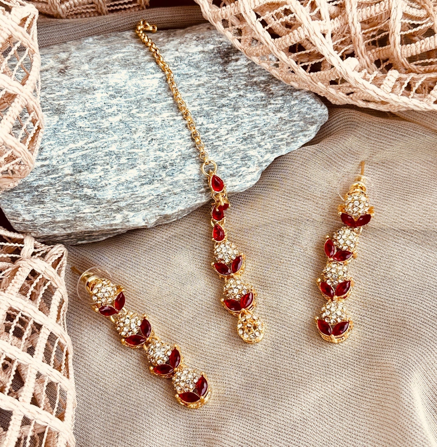 Statement Red Choker Necklace Set Online in UK USA Canada