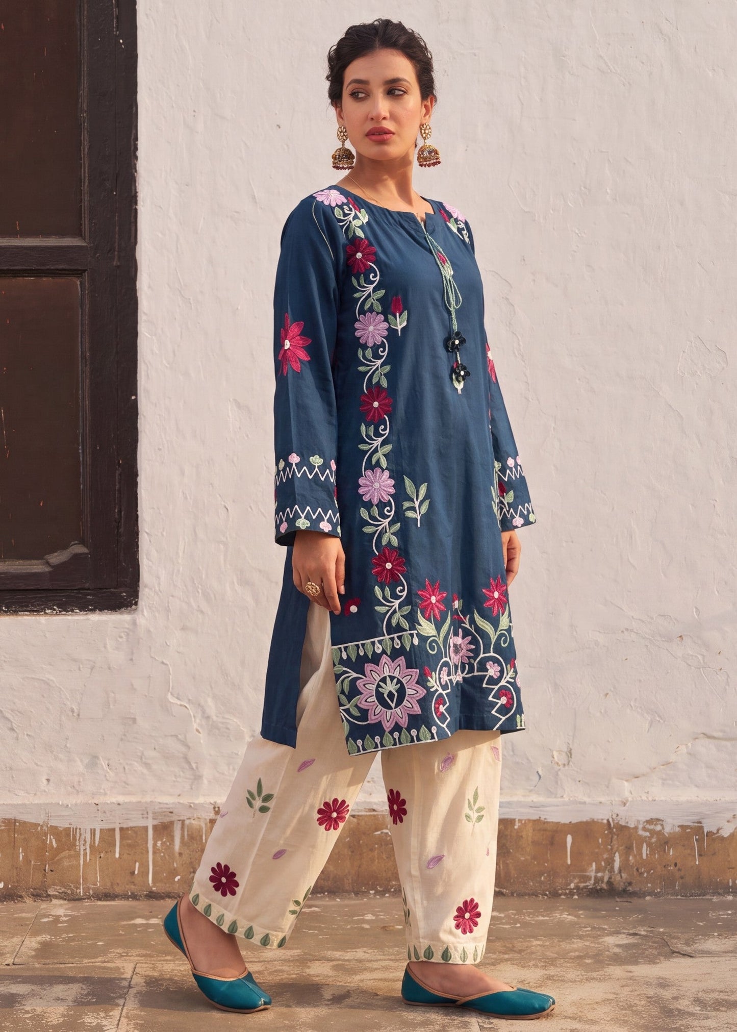 Steel Blue Lawn Salwar Suit for Women Online in Sri Lanka India Australia
