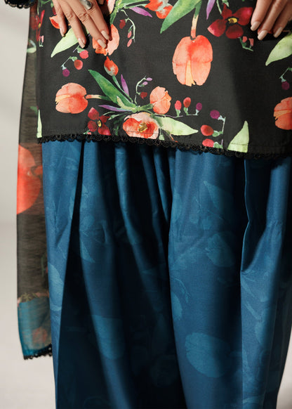 Steel Teal Farshi Shalwar with Lace Details Online in Sri Lanka India Australia