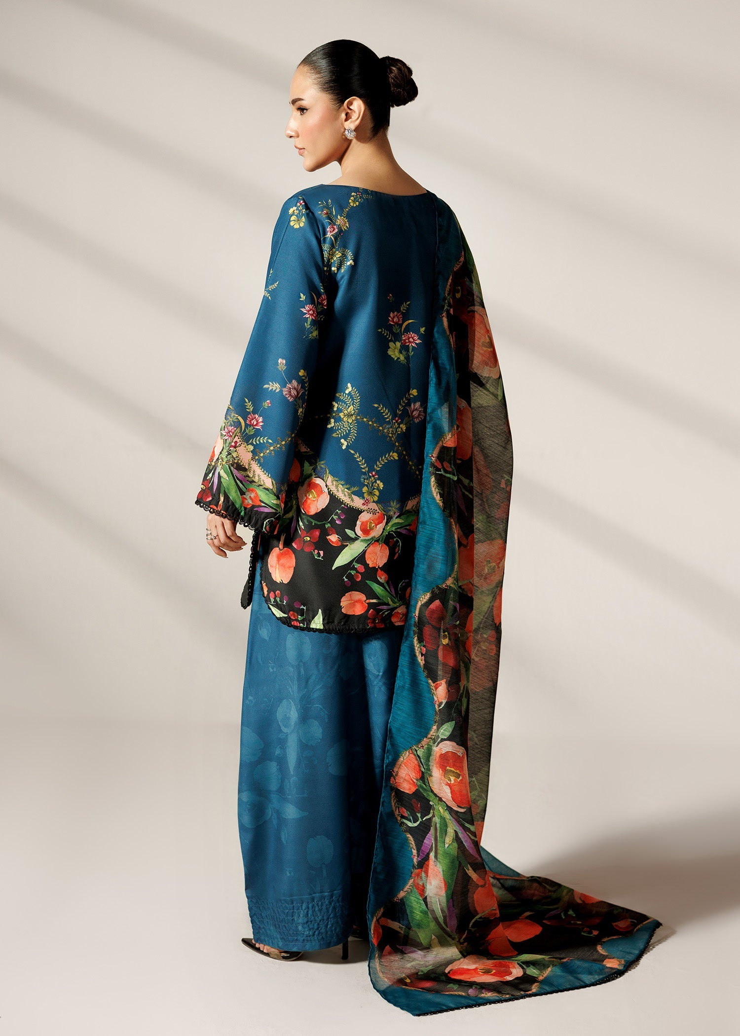 Steel Teal Summer Wear Farshi Shalwar Online in Dubai DXB UAE Abudhabi Meena Bazaar