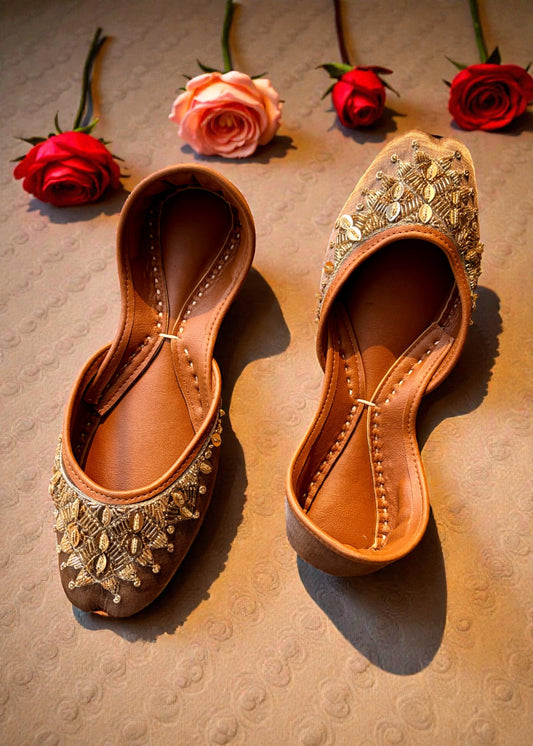 Stone Grey Embellished Khussa Jutti Ladies Footwear Online in Sri Lanka India Australia