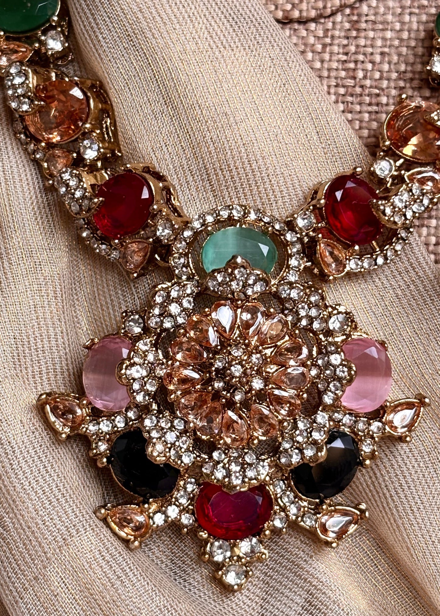 Stone Work Bridal Necklace Set Online in UK USA Canada