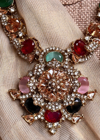 Stone Work Bridal Necklace Set Online in UK USA Canada