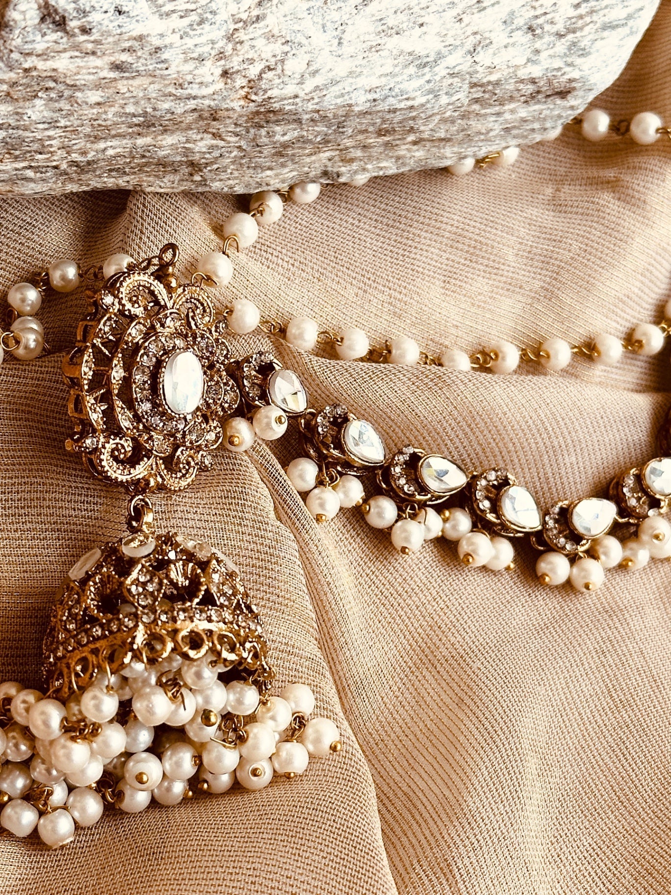 Stone Work Festive Jhumki Earrings Online in Sri Lanka India Australia