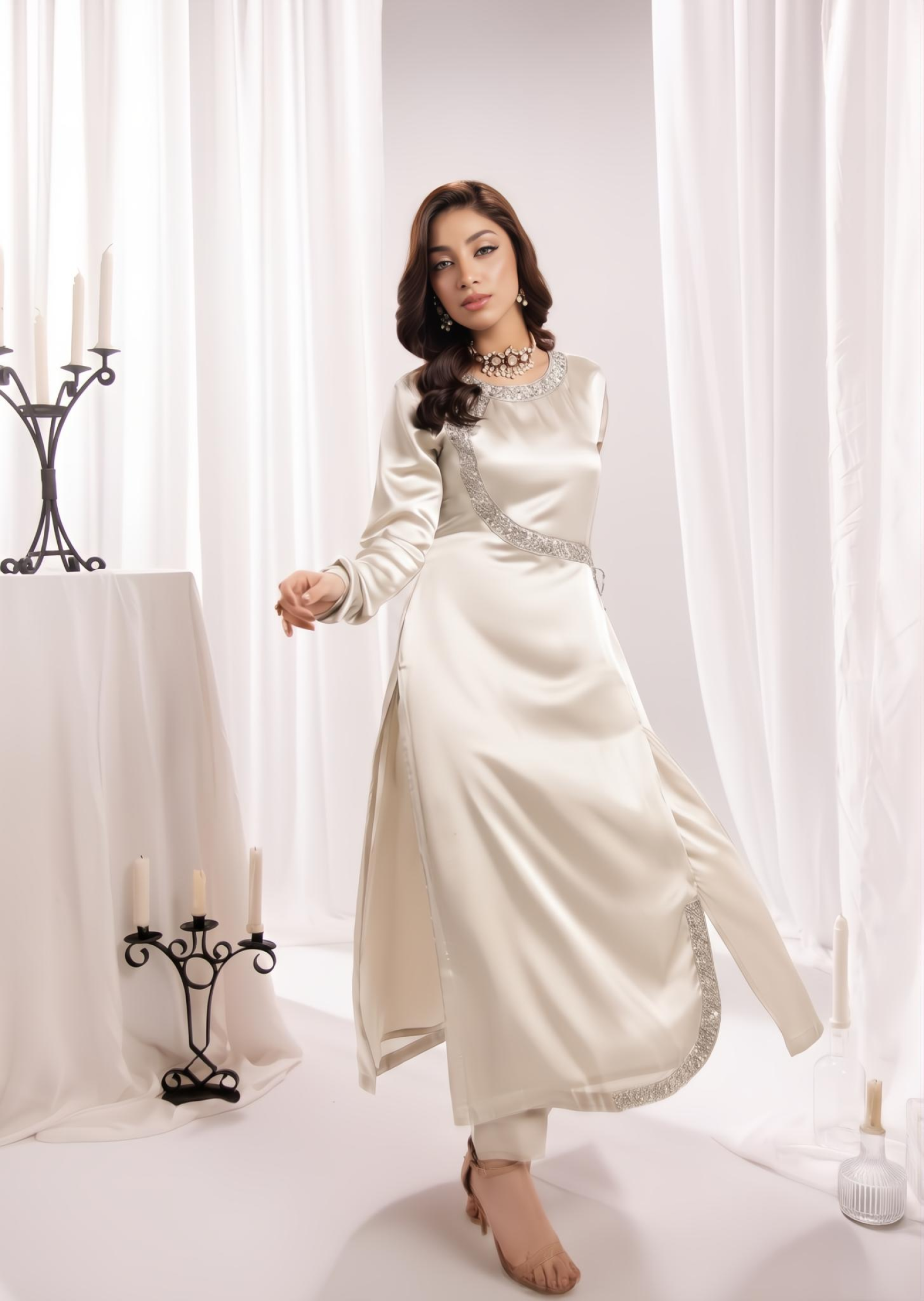 Stone Work Festive Wear Silk Kurta Set Online in Sri Lanka India Australia