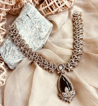 Stone Work Green Bridal Jewellery Set Online in UK USA Canada