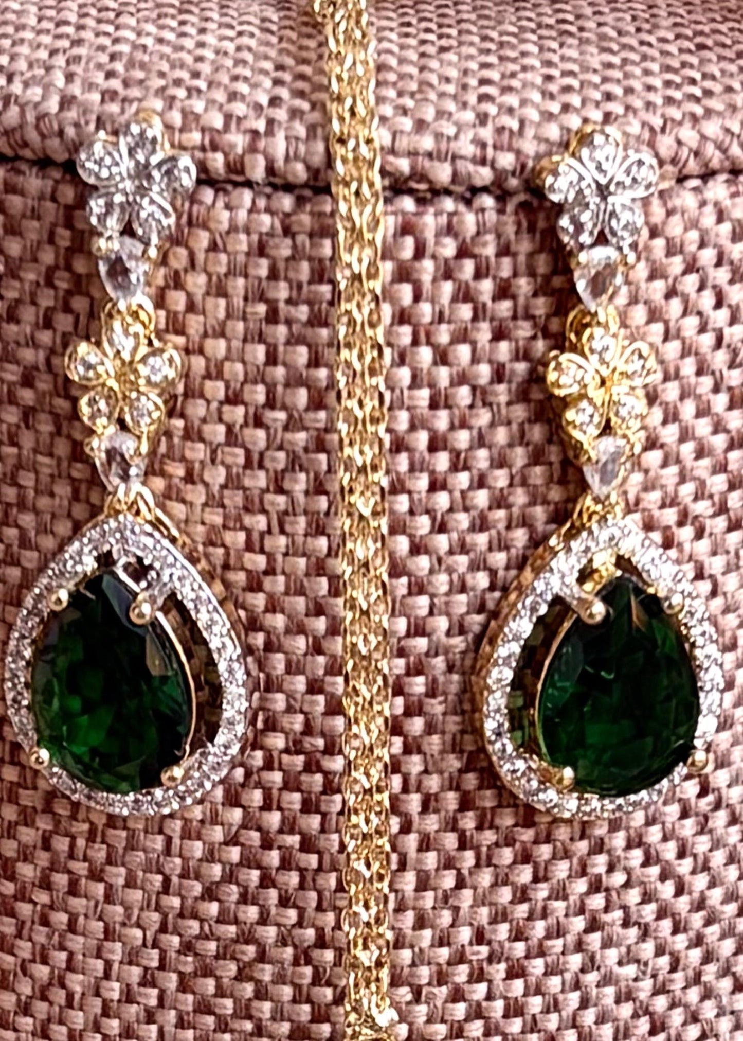 Stone Work Green Necklace and Earrings Set Online in UK USA Canada