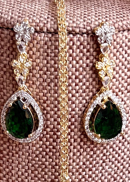 Stone Work Green Necklace and Earrings Set Online in UK USA Canada