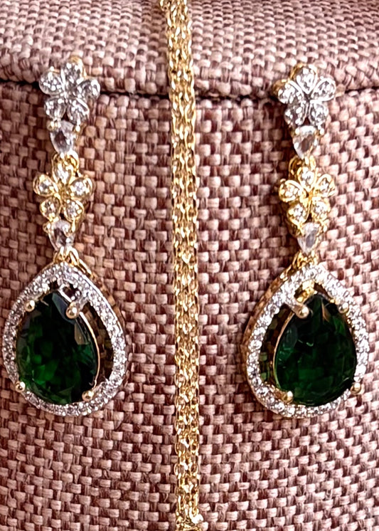 Stone Work Green Necklace and Earrings Set Online in UK USA Canada