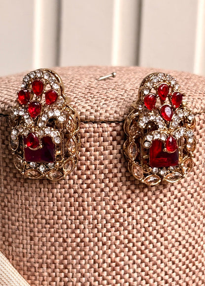 Stone Work Maroon Malaa Jewellery Set for Wedding Online in UK USA Canada