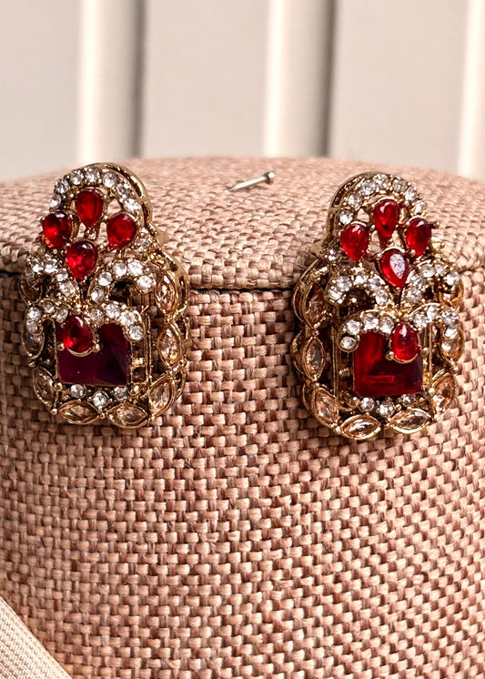 Stone Work Maroon Malaa Jewellery Set for Wedding Online in UK USA Canada