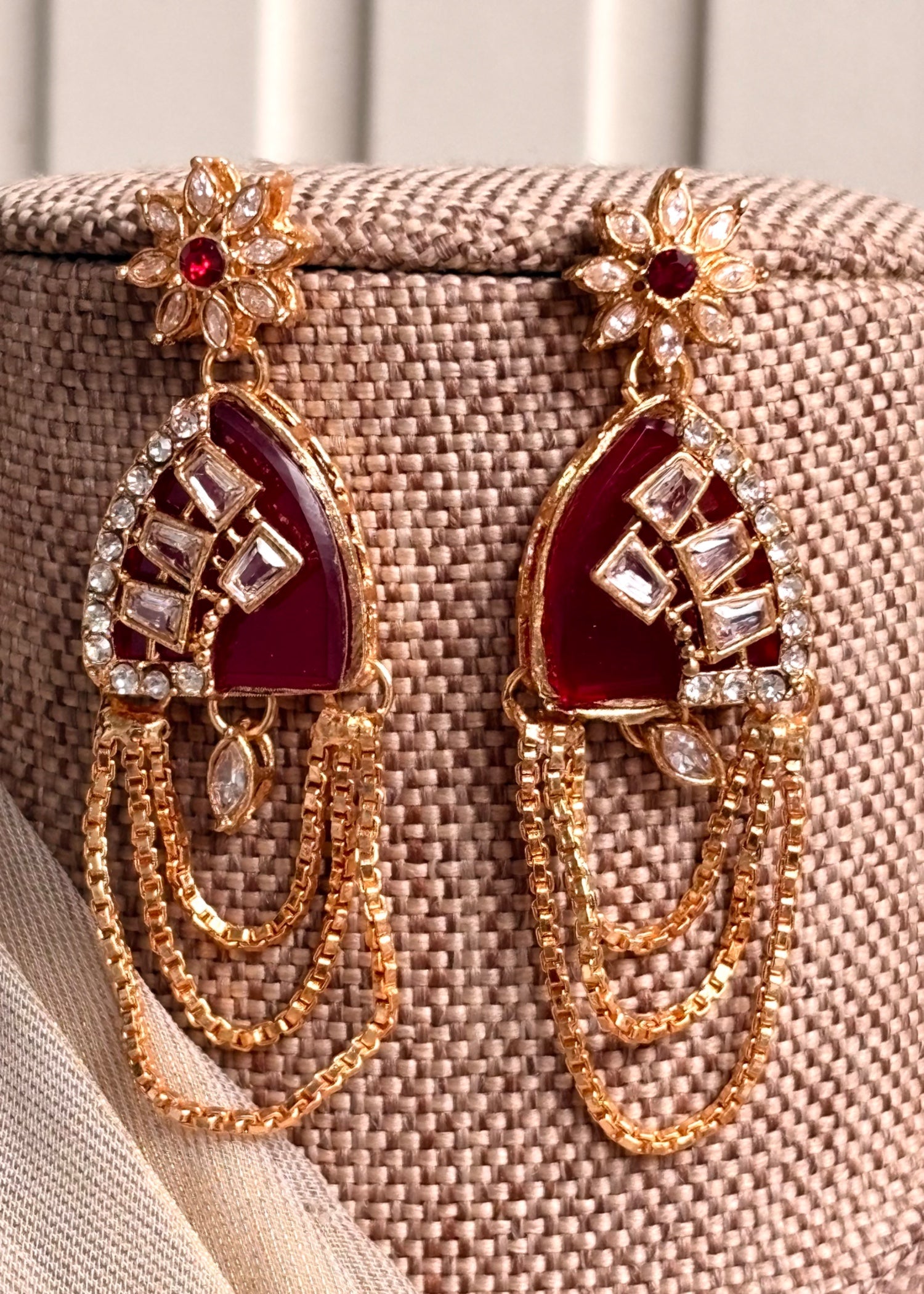 Stone Work Maroon Necklace Set for Wedding Online in KSA Riyadh Saudi Arabia Oman Bahrain Qatar