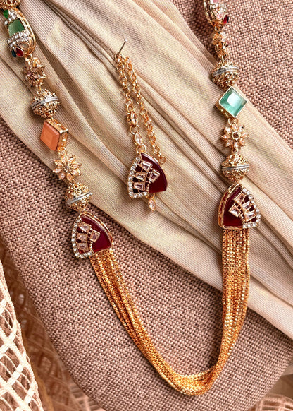 Stone Work Multi Color Bridal Jewellery Set Online in UK USA Canada