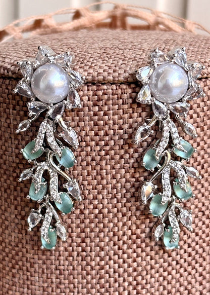 Stone Work Necklace Set in Mint Online in KSA Riyadh Saudi Arabia Oman Bahrain Qatar
