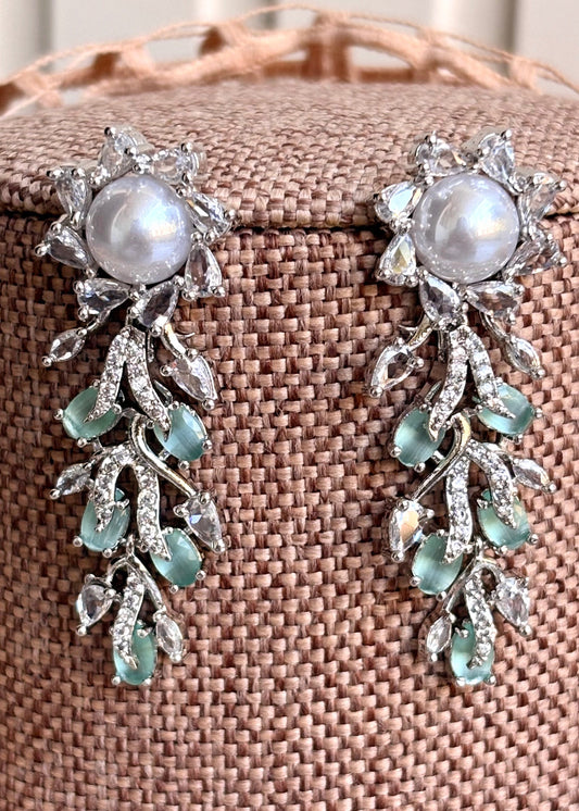 Stone Work Necklace Set in Mint Online in KSA Riyadh Saudi Arabia Oman Bahrain Qatar