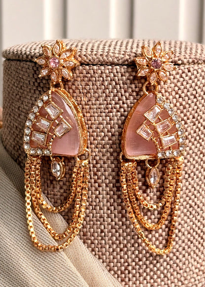 Stone Work Pink Jewellery Set Online in KSA Riyadh Saudi Arabia Oman Bahrain Qatar