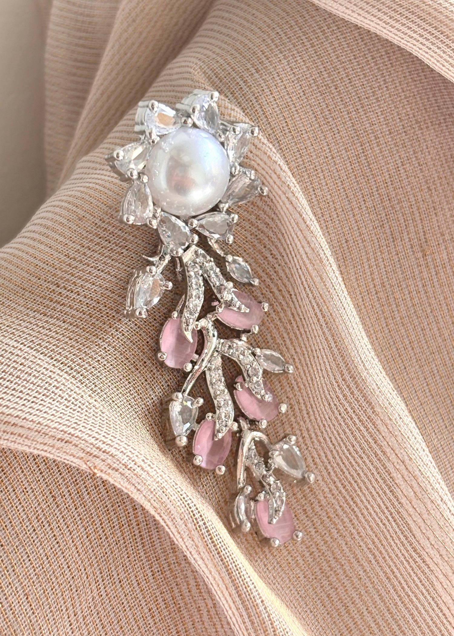 Stone Work Pink Jewelry Set for Wedding Online in UK USA Canada