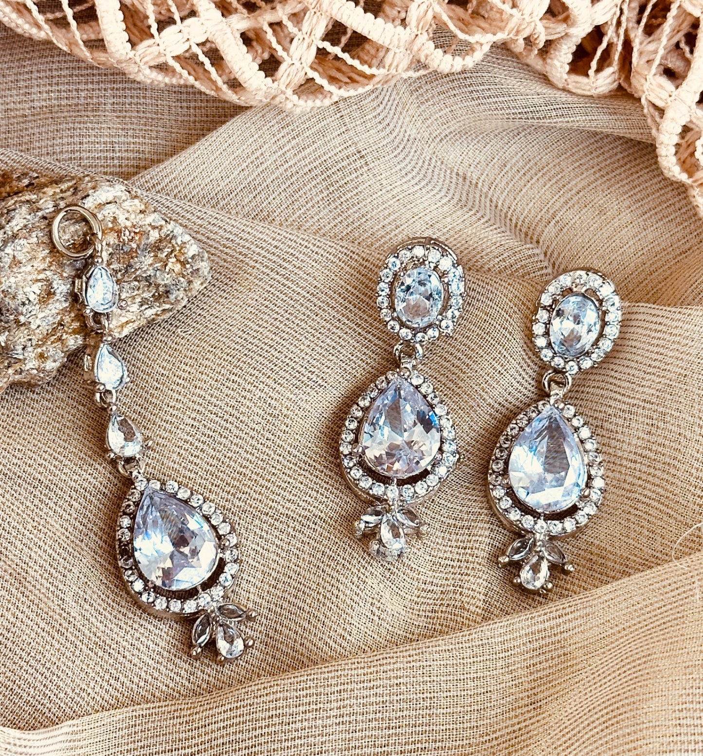 Stone Work Silver Bridal Jewellery Set Online in UK USA Canada