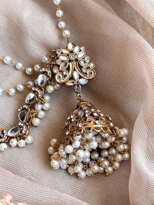 Stone Work Traditional Jhumka Earrings Tikka Online in KSA Riyadh Saudi Arabia Oman Bahrain Qatar