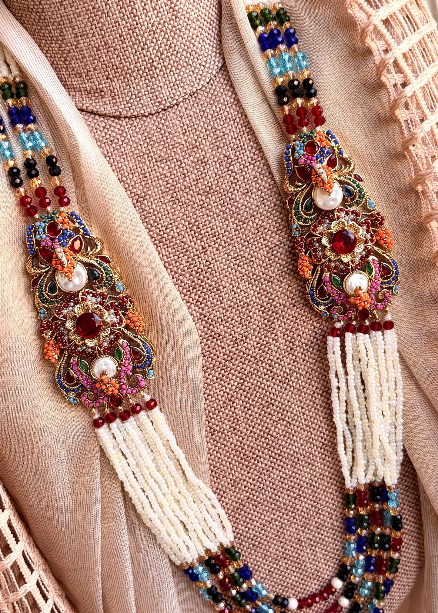 Stone Work Turkish Malaa Bridal Jewellery Set Online in UK USA Canada