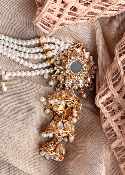 Stone Work White Jhumki Earrings Online in KSA Riyadh Saudi Arabia Oman Bahrain Qatar