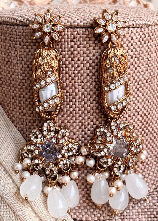 Stone Work White Turkish Malaa Bridal Set Online in UK USA Canada