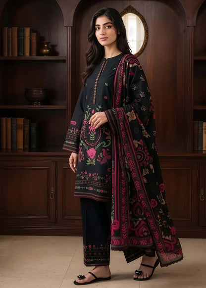 Straight Cut Black Linen Pakistani Suit Online in Dubai UAE Abudhabi Ajman Sharjah