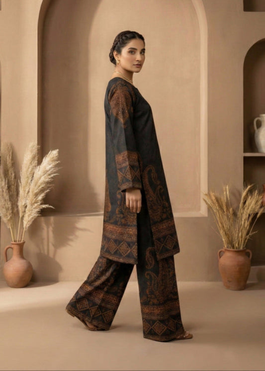 Straight Cut Black Silk Kurta Set Online in Dubai DXB UAE Abudhabi Meena Bazaar