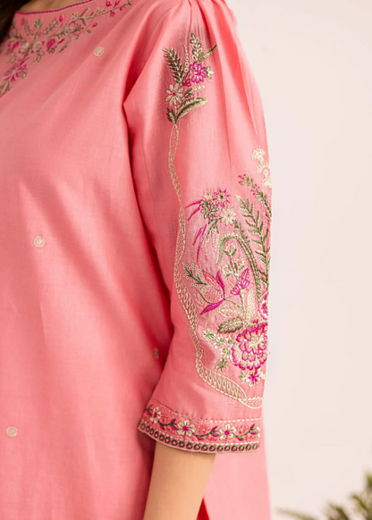 Straight Cut Embroidered Cotton Kurta Set Online in UK USA Canada